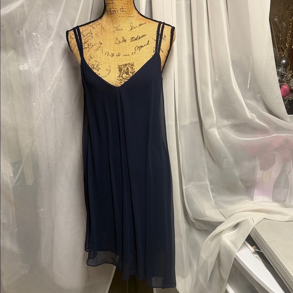 White House Black Market Navy Asymmetrical Layered Dress